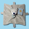 Ours BOUT'CHOU Monoprix doudou carré plat gris "Happy Family"