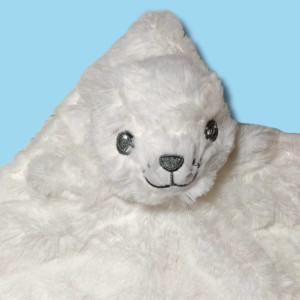 Phoque TEX BABY Carrefour doudou plat blanc