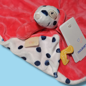 Chien NOUKIES doudou plat Zoé rose