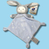 Lapin MOTS D'ENFANTS doudou plat bleu phosphorescent