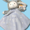 Lapin MOTS D'ENFANTS doudou plat bleu phosphorescent