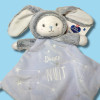 Lapin MOTS D'ENFANTS doudou plat bleu phosphorescent