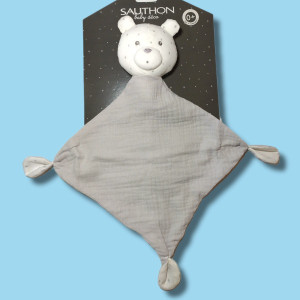 Ours SAUTHON doudou plat Lili Grey