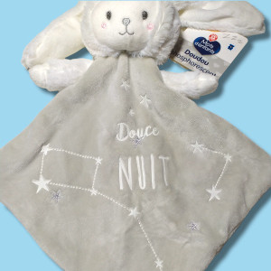Lapin MOTS D'ENFANTS doudou phosphorescent beige "Douce NUIT"