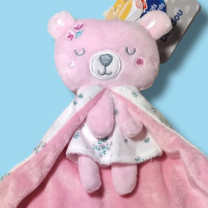 Ours MOTS D'ENFANTS doudou cape "Jolis bouquets"