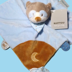 Bob le raton-laveur NATTOU doudou carré plat marron