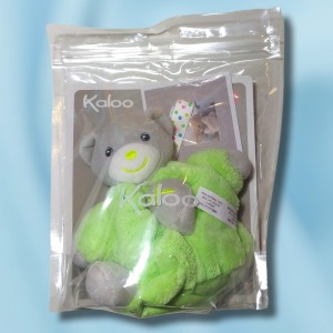 Ours KALOO doudou boule Plume vert PM
