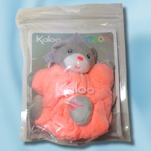 Ours KALOO doudou boule Néon Plume orange PM