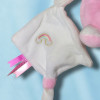Licorne BABY NAT peluche rose doudou plat blanc arc-en-ciel