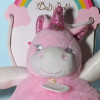 Licorne BABY NAT peluche rose doudou plat blanc arc-en-ciel