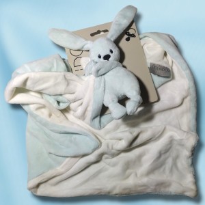 Lapin DOUKIDOU doudou couverture bleu