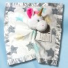 Licorne doudou carré plat gris étoiles