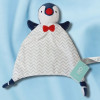 Pingouin OKAIDI OBAIBI doudou plat blanc, gris et bleu marine
