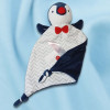 Pingouin OKAIDI OBAIBI doudou plat blanc, gris et bleu marine