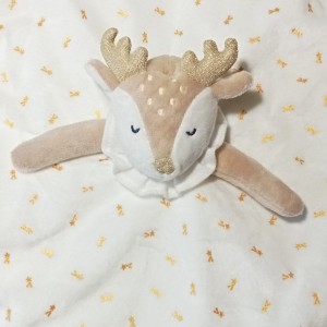 Cerf OKAIDI OBAIBI doudou rond plat blanc