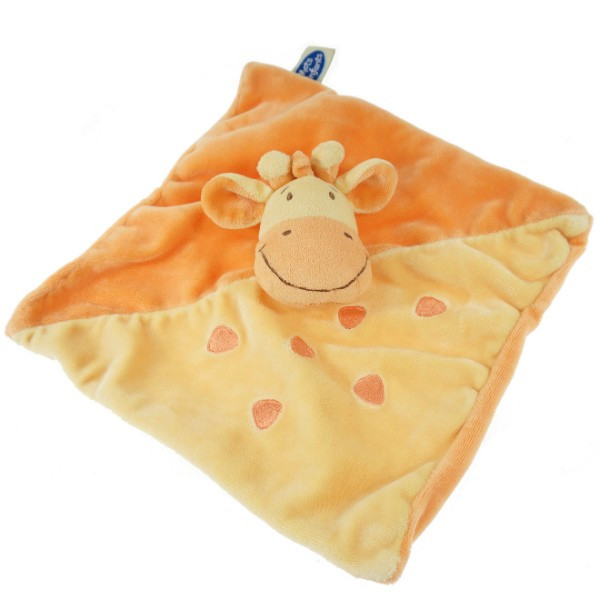 Girafe MOTS D'ENFANTS doudou plat orange et jaune