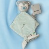 Loup NATTOU doudou carré plat bleu vert