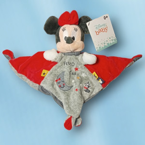 Minnie DISNEY Baby doudou gris et rouge HELLO STAR
