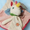 Licorne NICOTOY doudou plat rose et blanc