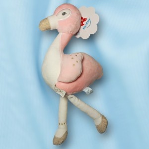 Flamant rose NICOTOY peluche rose et or