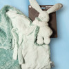 Lapin NATTOU doudou couverture vert menthe