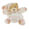 Ours KALOO doudou boule blanc et rose coeur
