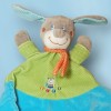 Chien MOTS D'ENFANTS doudou vert et bleu