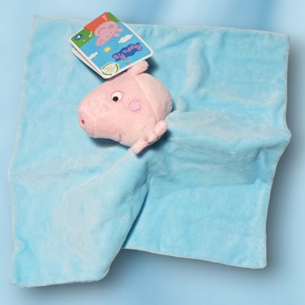 Cochon PEPPA PIG doudou plat bleu