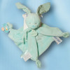 Lapin BABY NAT doudou plat bleu menthe