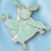 Lapin BABY NAT doudou plat bleu menthe
