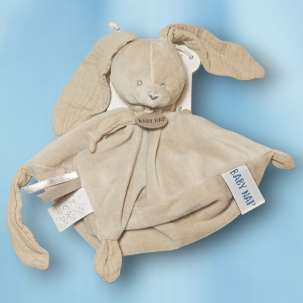 Lapin BABY NAT doudou plat Mocca beige