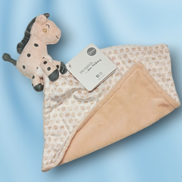 Girafe DPAM Du Pareil Au Même doudou gris, beige et blanc