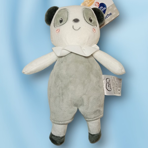Panda MOTS D'ENFANTS doudou gris et blanc