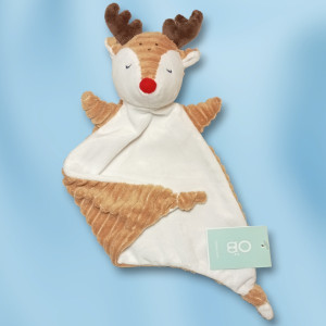 Cerf OKAIDI OBAIBI doudou plat blanc et beige